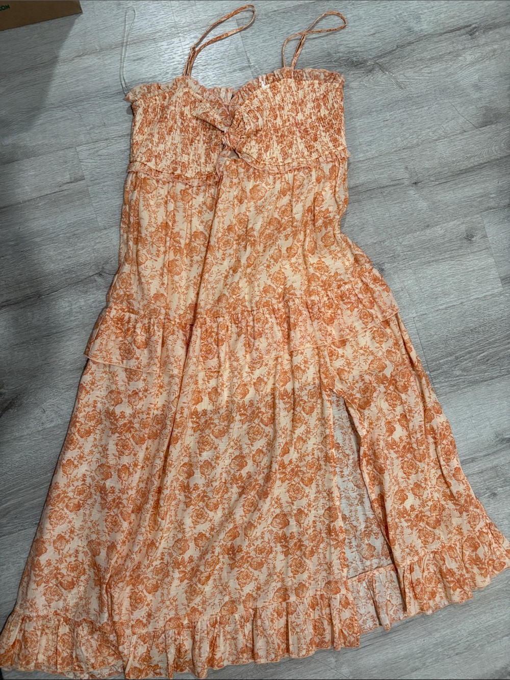 Trixxi Orange Floral Smocked Maxi Dress